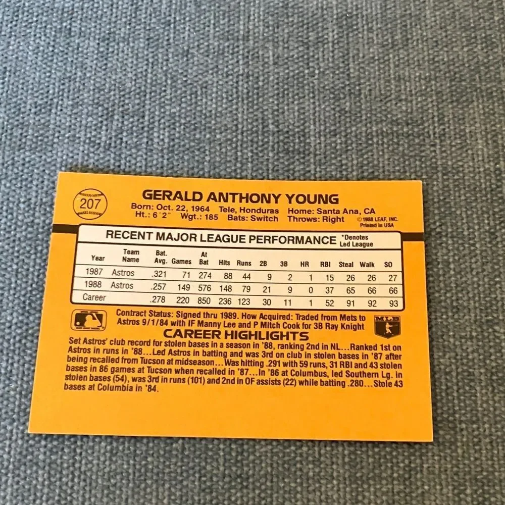 1989 Donruss Houston Astros Baseball Card Trading Card
